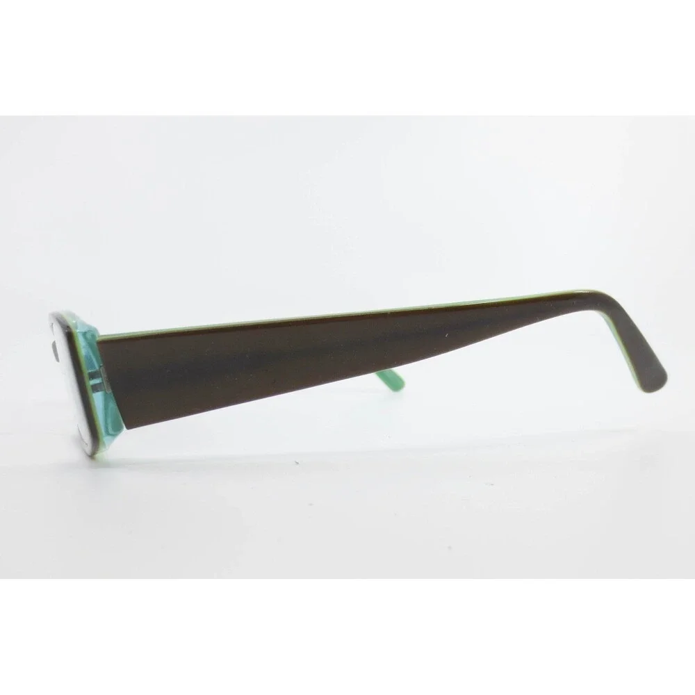 J02 BR Eyeglass Frames Brown Teal Green Rectangle Full Rim 50-17-135 37085